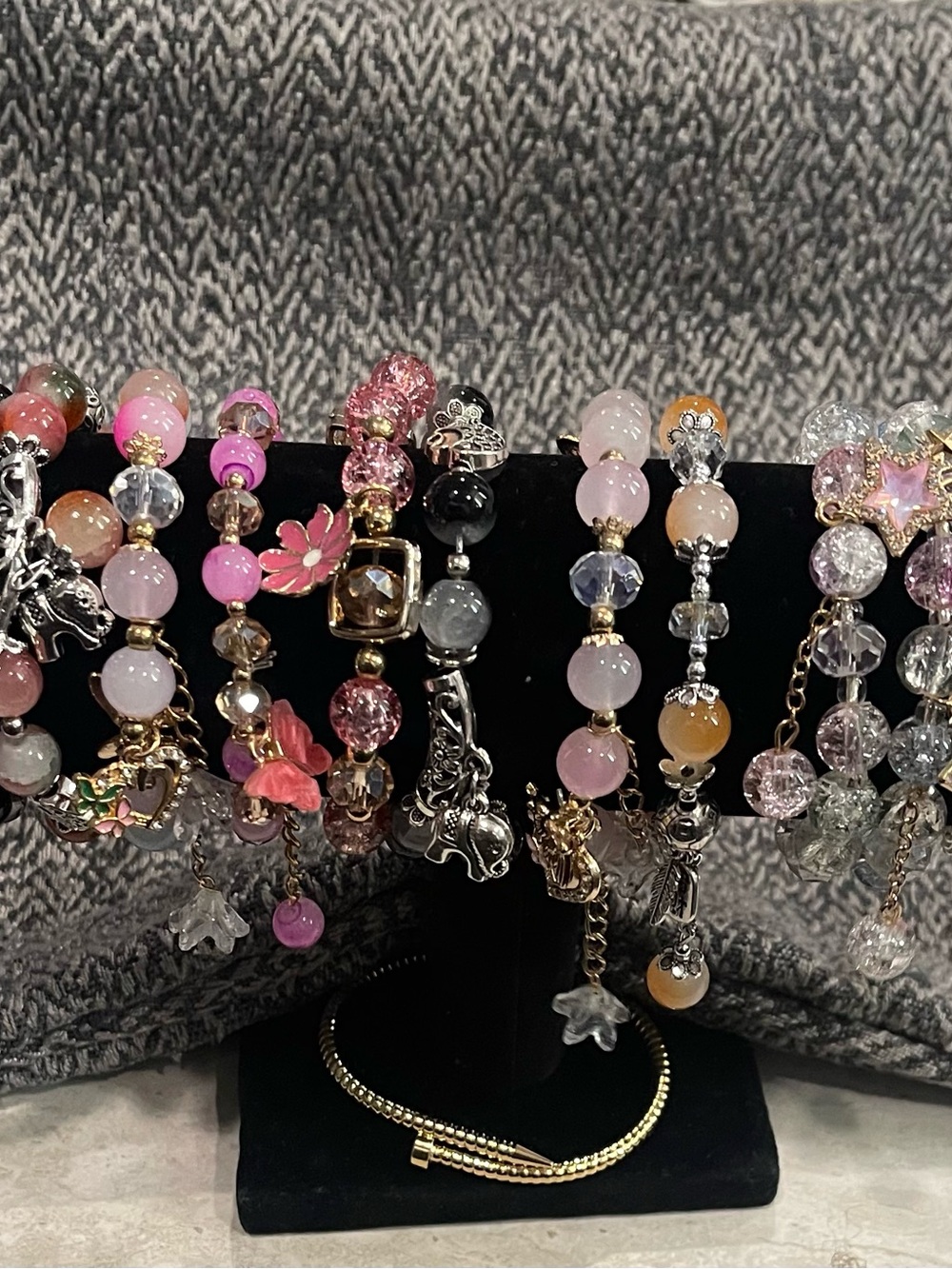 Choice of 3 Elegant Glass Beaded Charm Bracelets